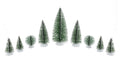 Snowy Bristle Trees Set (9 Pack) – Assorted Sizes