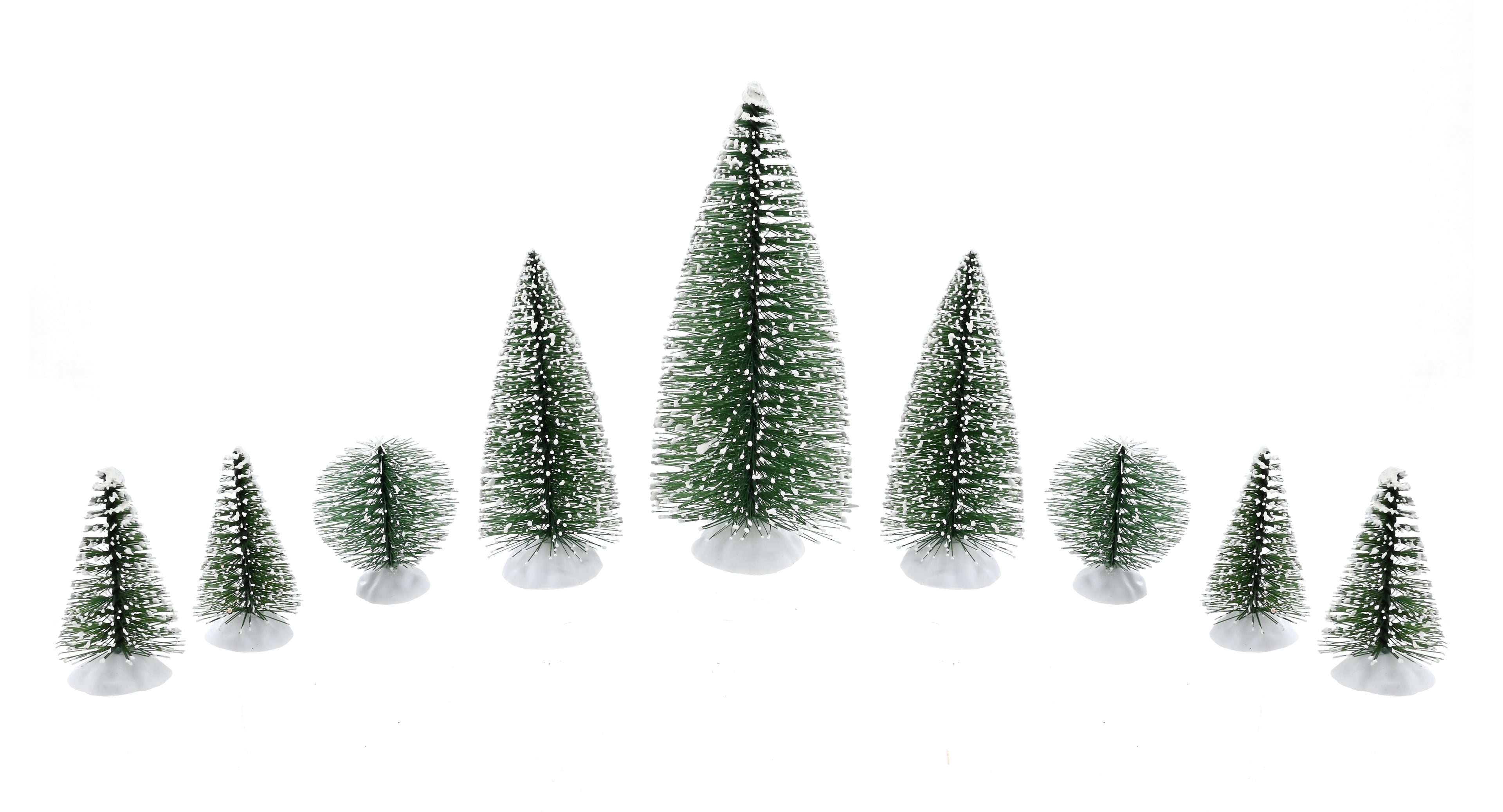 Snowy Bristle Trees Set (9 Pack) – Assorted Sizes