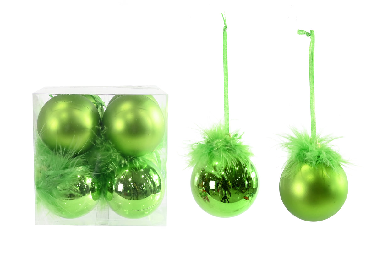 Fluffy Tipped Green Balls 4pk