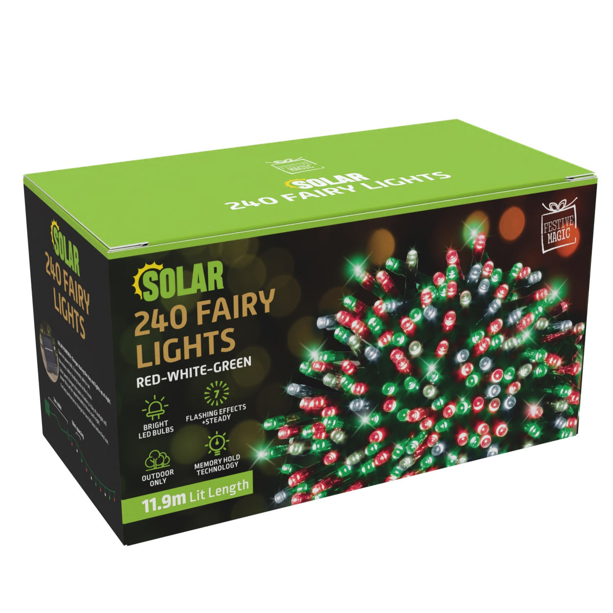 Solar LED Fairy Lights 240 Christmas Colour