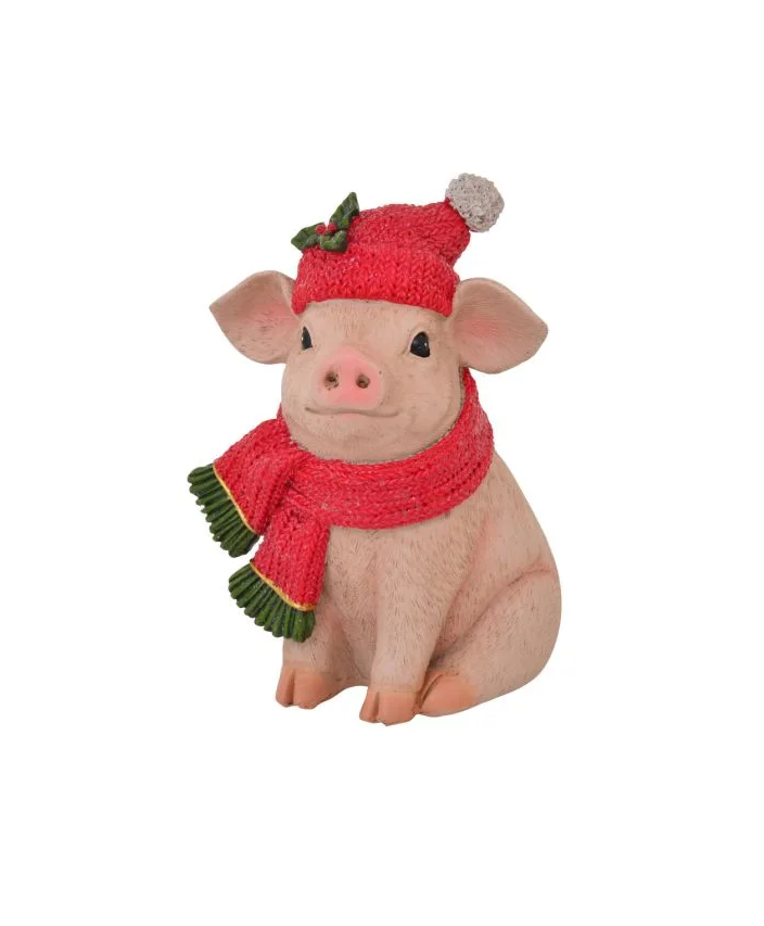 Xmas Pig Sitting 12cm