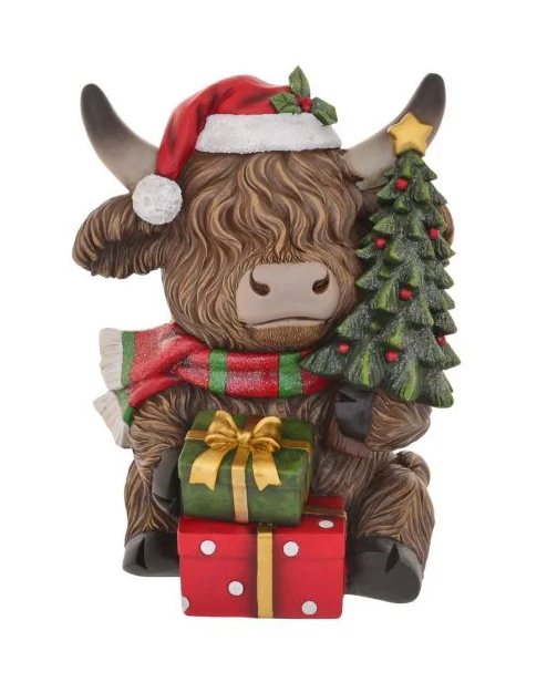 Xmas Highland Cow 35cm