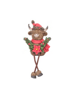 Xmas Highland Cow with Garland & Dangly Legs