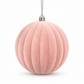 Pink Flocked Baubles – 12cm 3 Pack