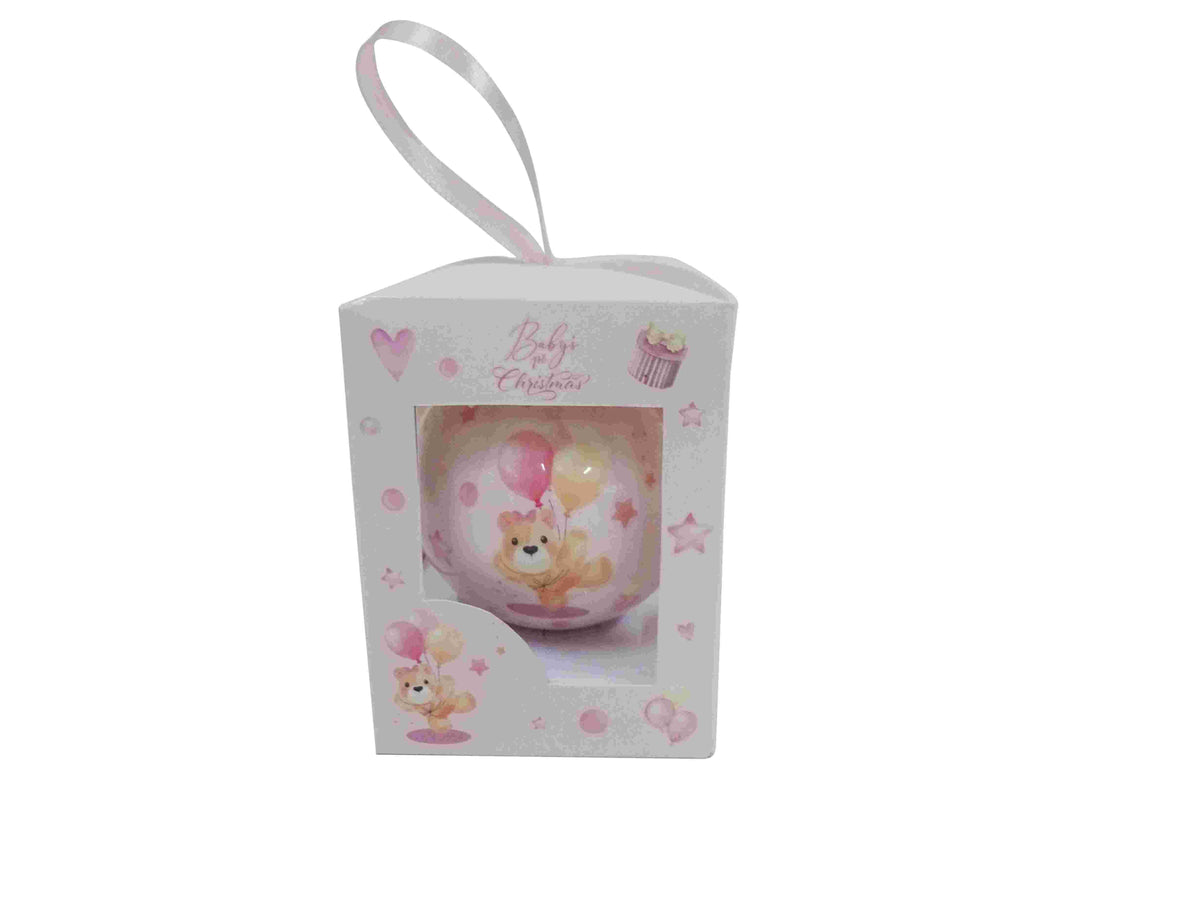 Pink Baby First Christmas Bauble in Gift Box - Coming Sept.