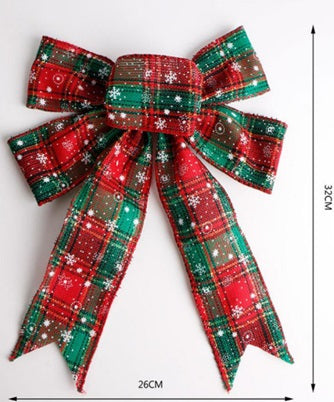 Christmas Check Bow with Snowflakes