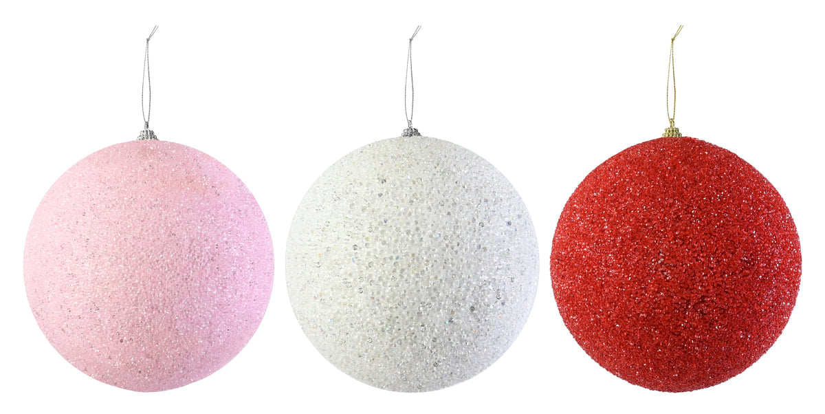 ICY BEADED BAUBLE 15CM – Assorted Colours