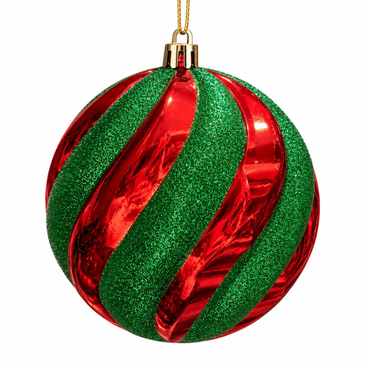 Red & Green Swirl Shatterproof Bauble – 12cm