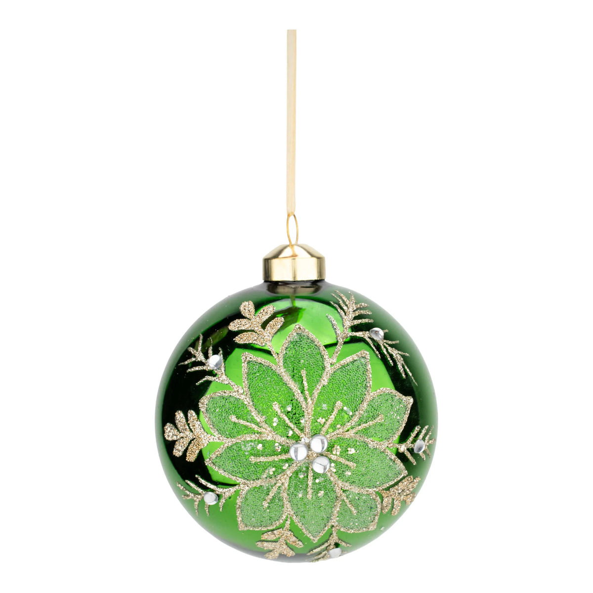 Green Point Poinsettia Ball – 10cm