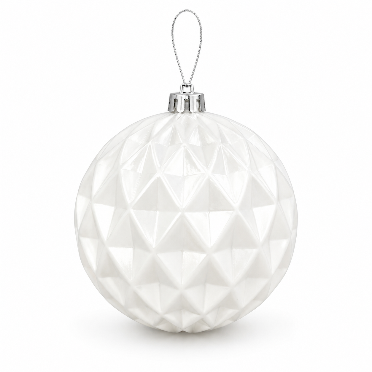 White Faceted Bauble 15cm