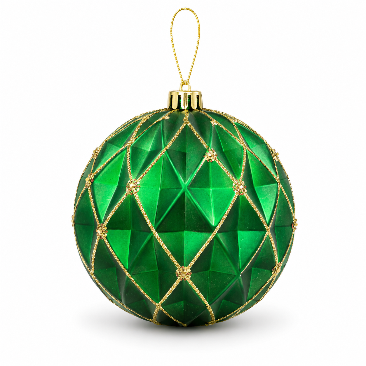 15cm Emerald Bauble with Gold Detail