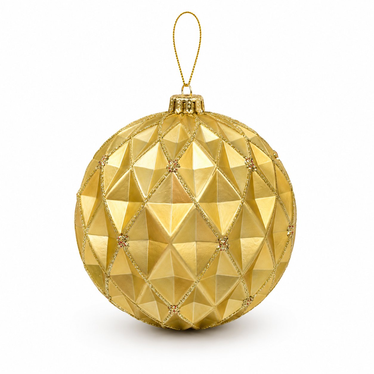 Gold-on-Gold Lattice Faceted Bauble  15cm