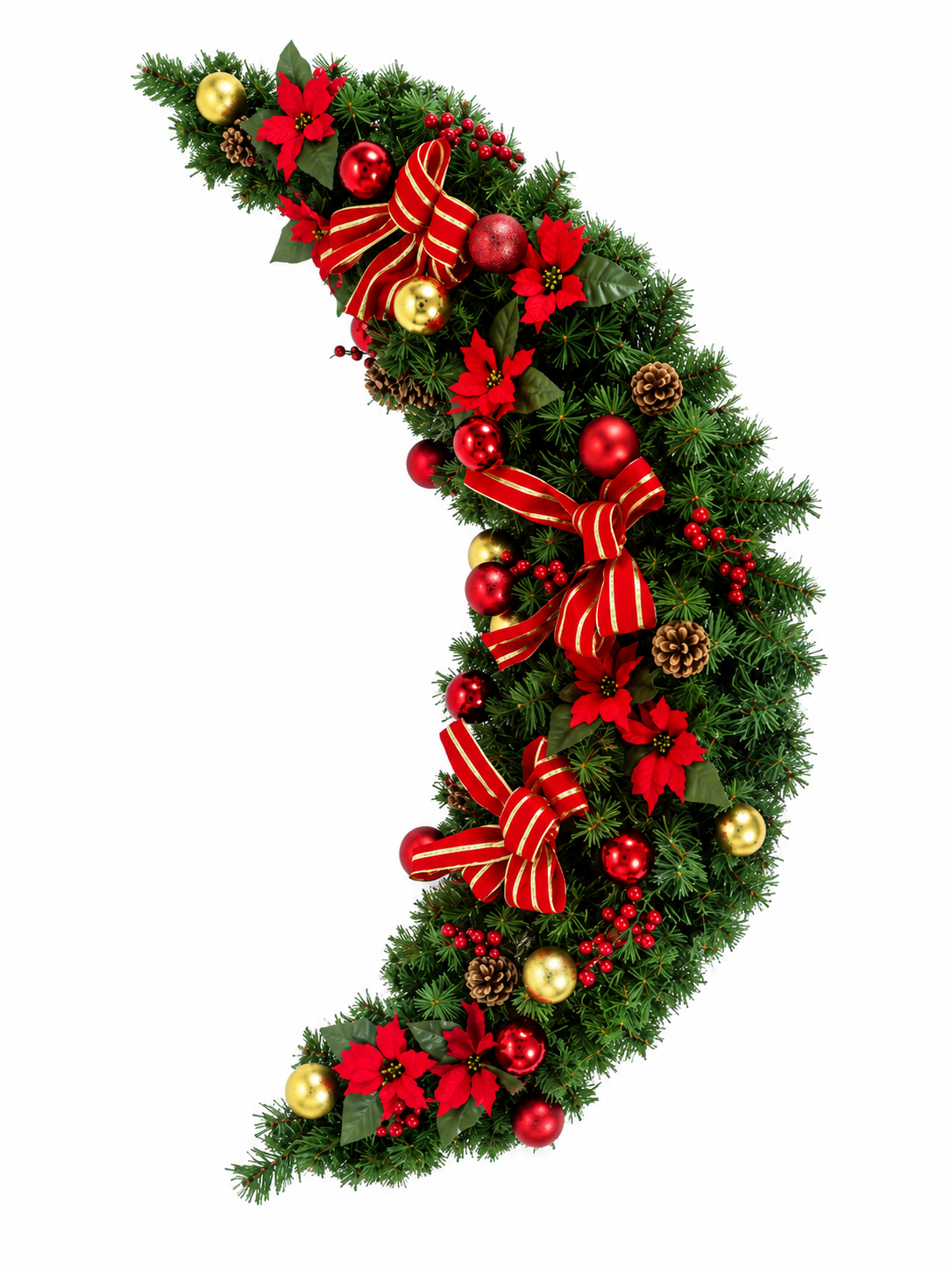 Decorated Christmas Garland – Red & Gold 210cm