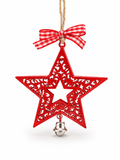 Red Metal Star Hanging Decoration – 8cm