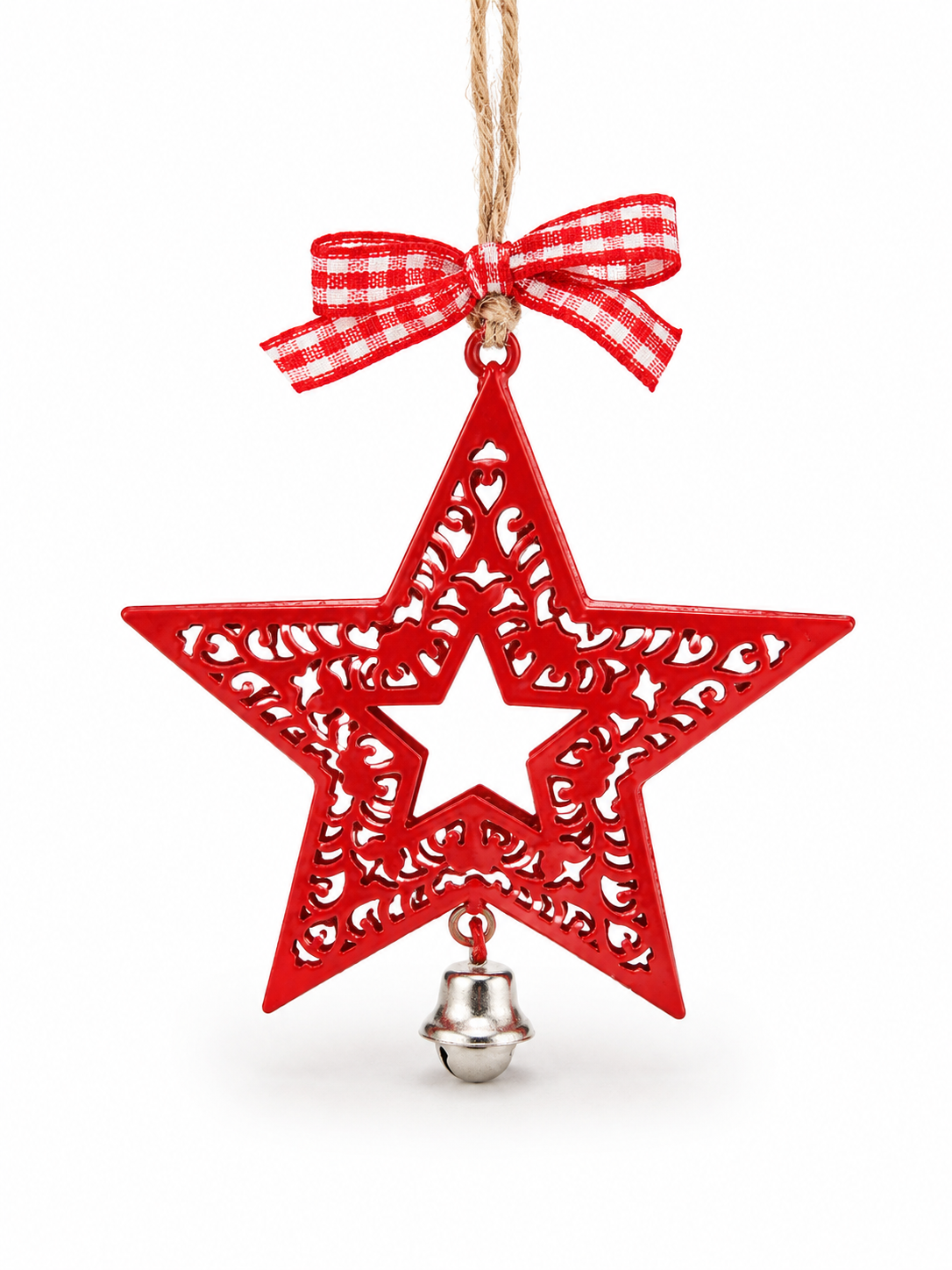 Red Metal Star Hanging Decoration – 8cm