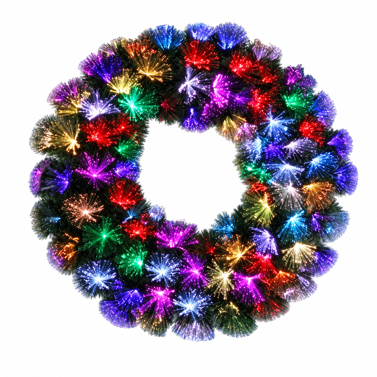 Fibre Optic Wreath Multi Colour 60cm