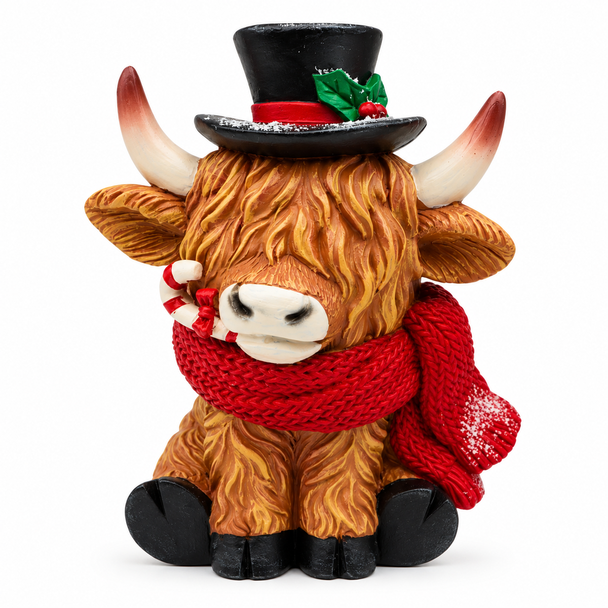 Xmas Highland Cow Sitting Black Hat - Coming Soon