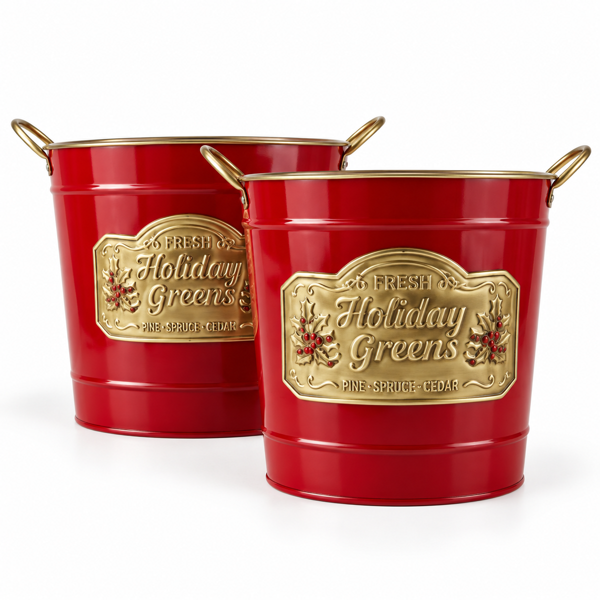 Christmas Holiday Green's Bucket S/2