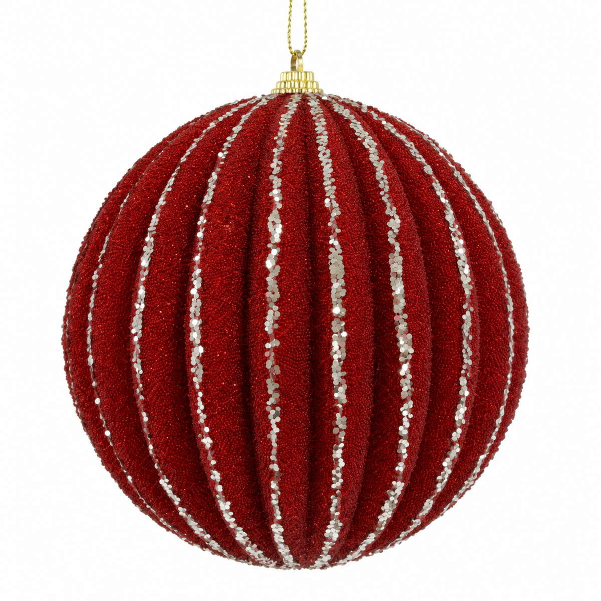 Red Textured Rib Bauble 12cm