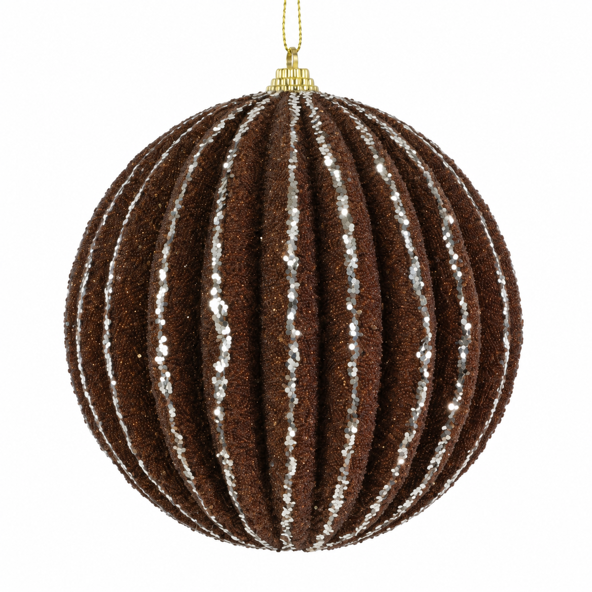 Brown Textured Rib Bauble 12cm