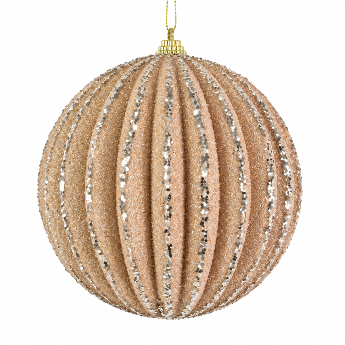 Champagne Textured Rib Bauble 12cm