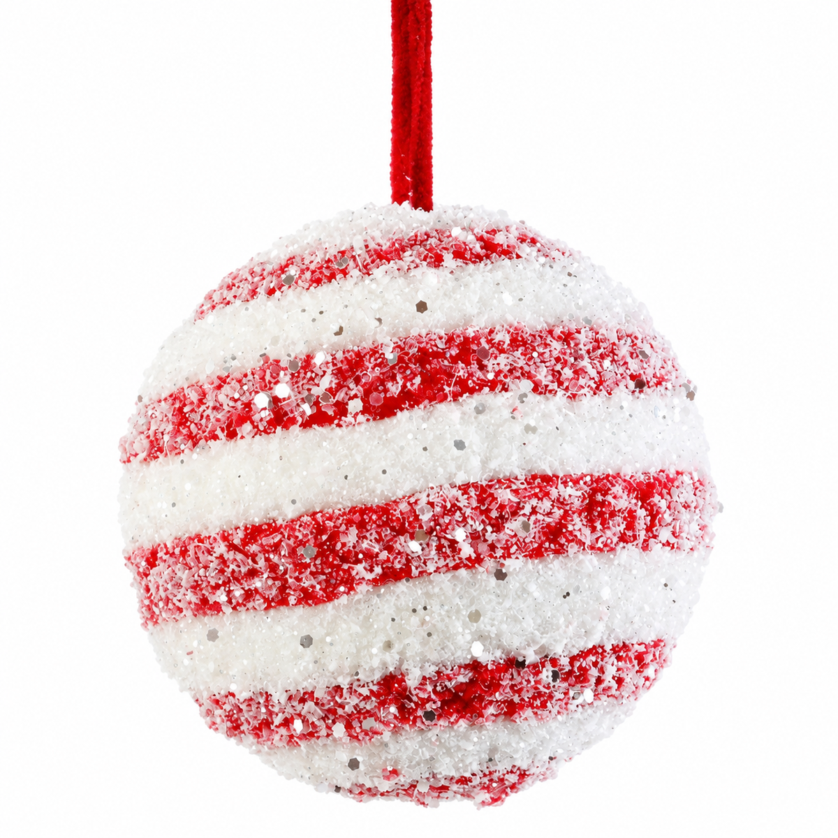 Red & White Icy Plush Bauble 13cm