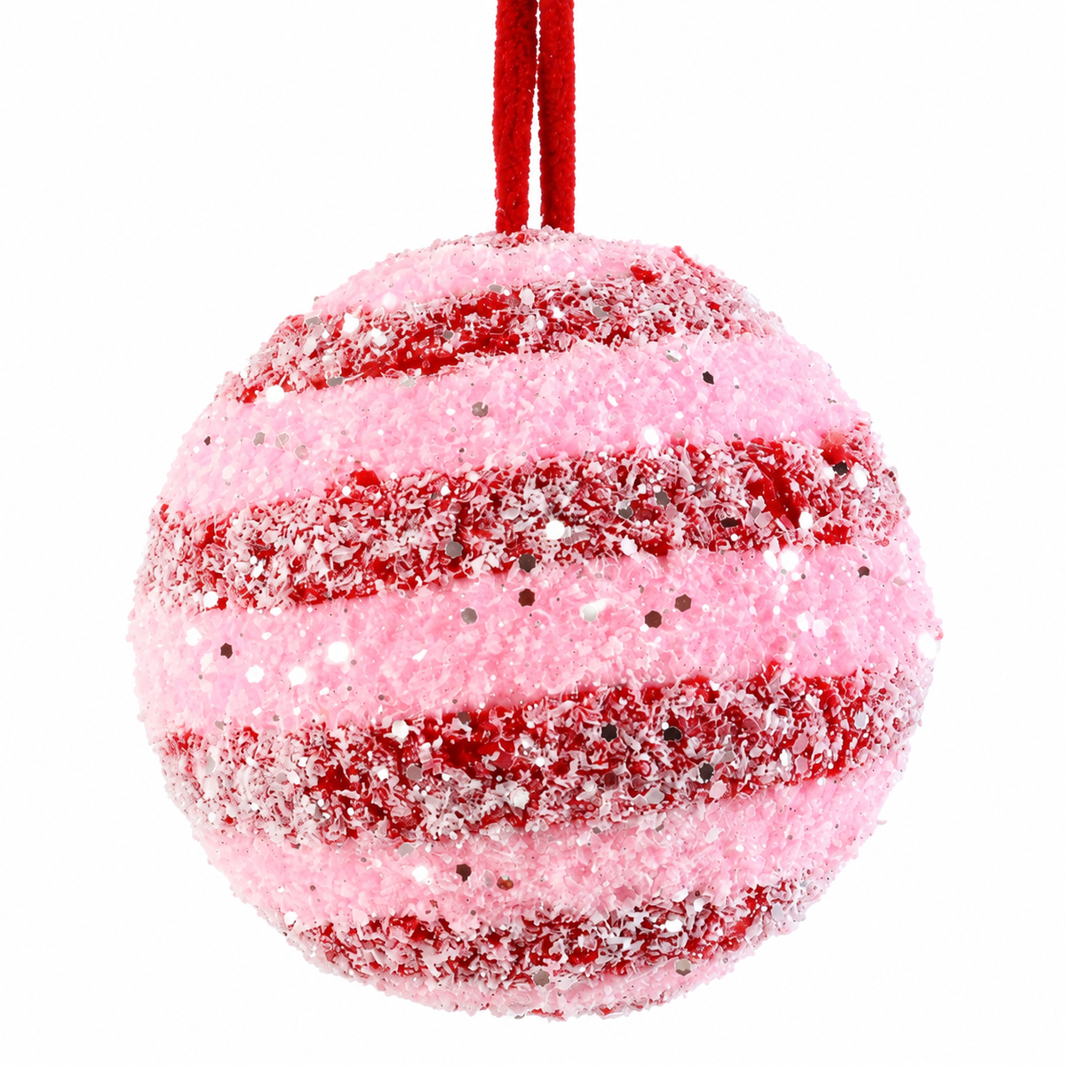 Red & Pink Icy Plush Bauble 13cm