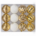 Gold & White Christmas Baubles – 12 Pack