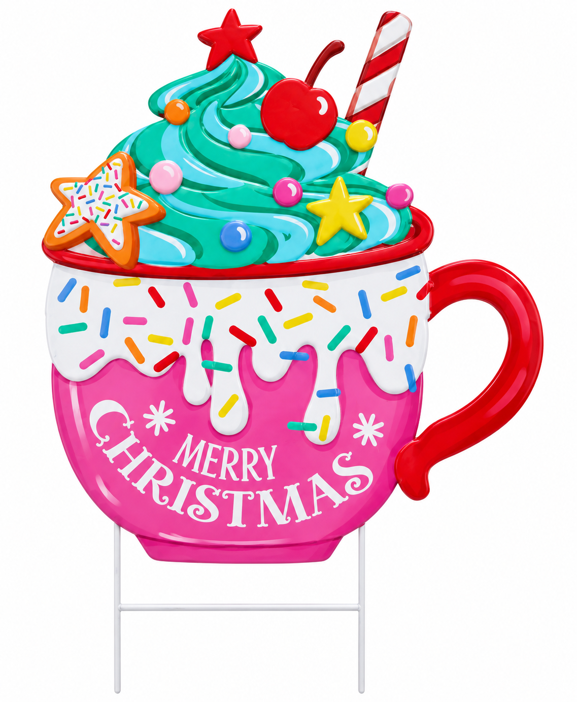 Pink Candy Mug Metal Yard Sign