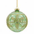 Clear Green Ornate Ball 10cm
