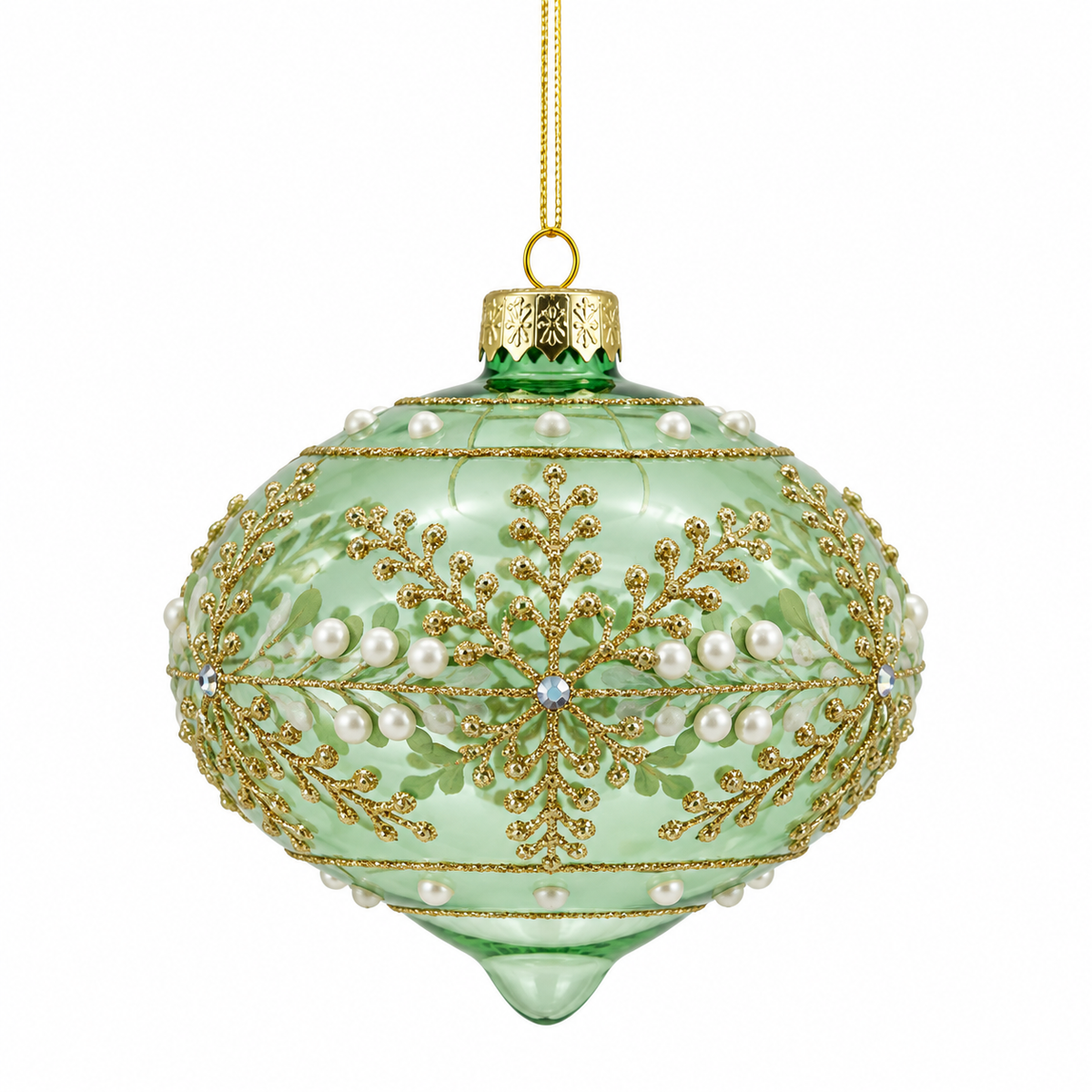 Clear Green Ornate Drop