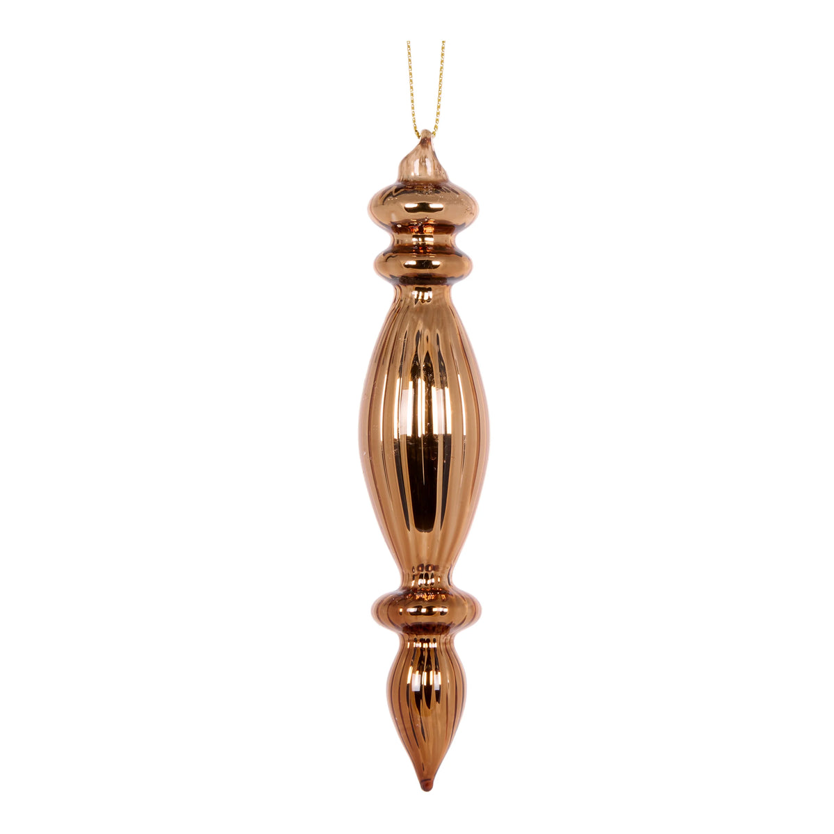 High Shine Brown Ribbed Finial 15cm