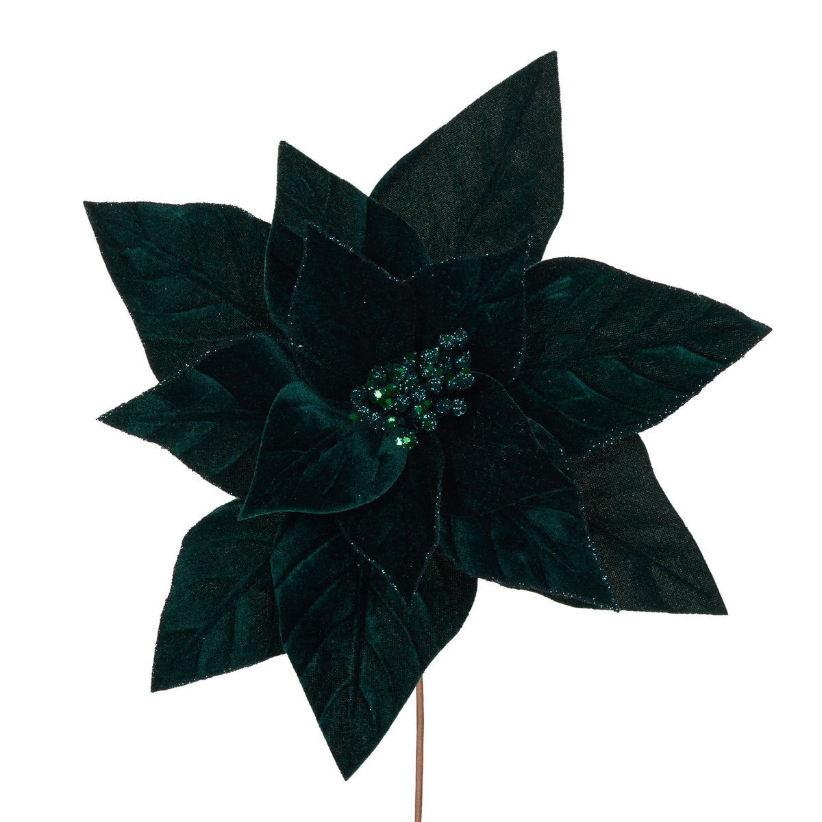 Emerald Velvet Poinsettia Stem – 30cm