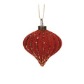 Orange Velvet Ribbed Onion Bauble 8cm