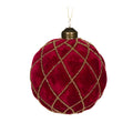 Burgundy Velvet Quilted Bauble 8cm