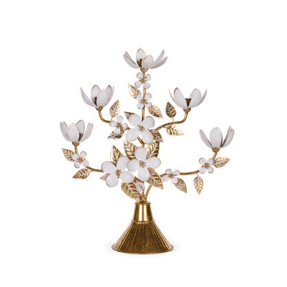 Gold Cotton Flower Candelabra