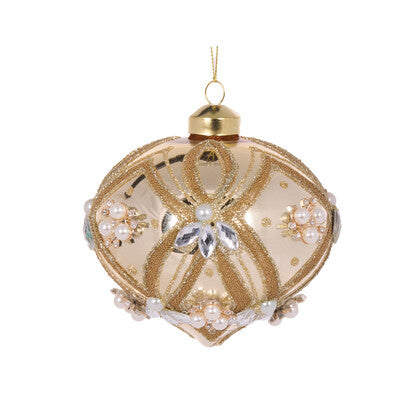 Champagne Jewel Glass Drop Bauble 10cm