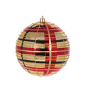 Gold & Black Plaid Bauble 10cm