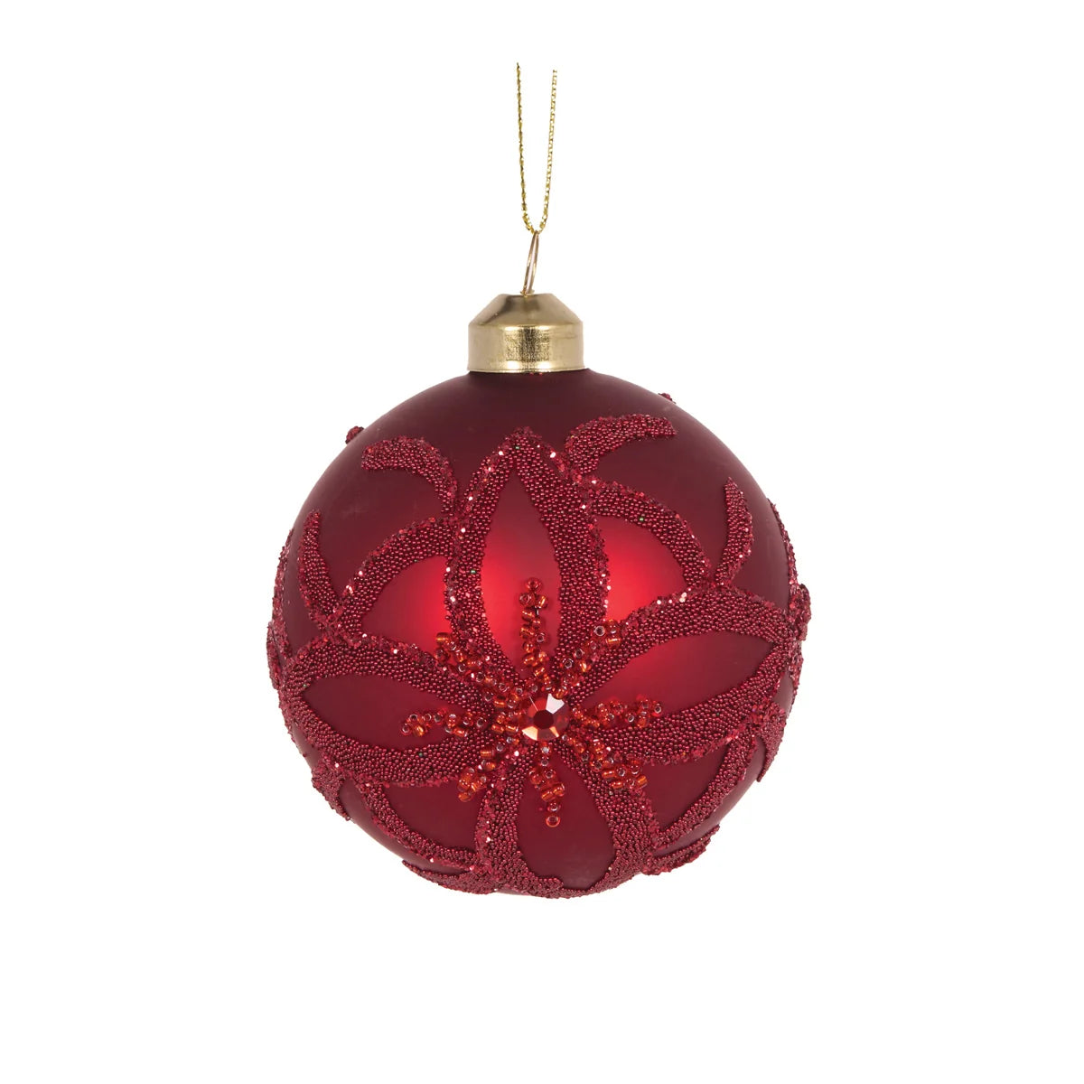 Red Embellished Bead Bauble 8cm