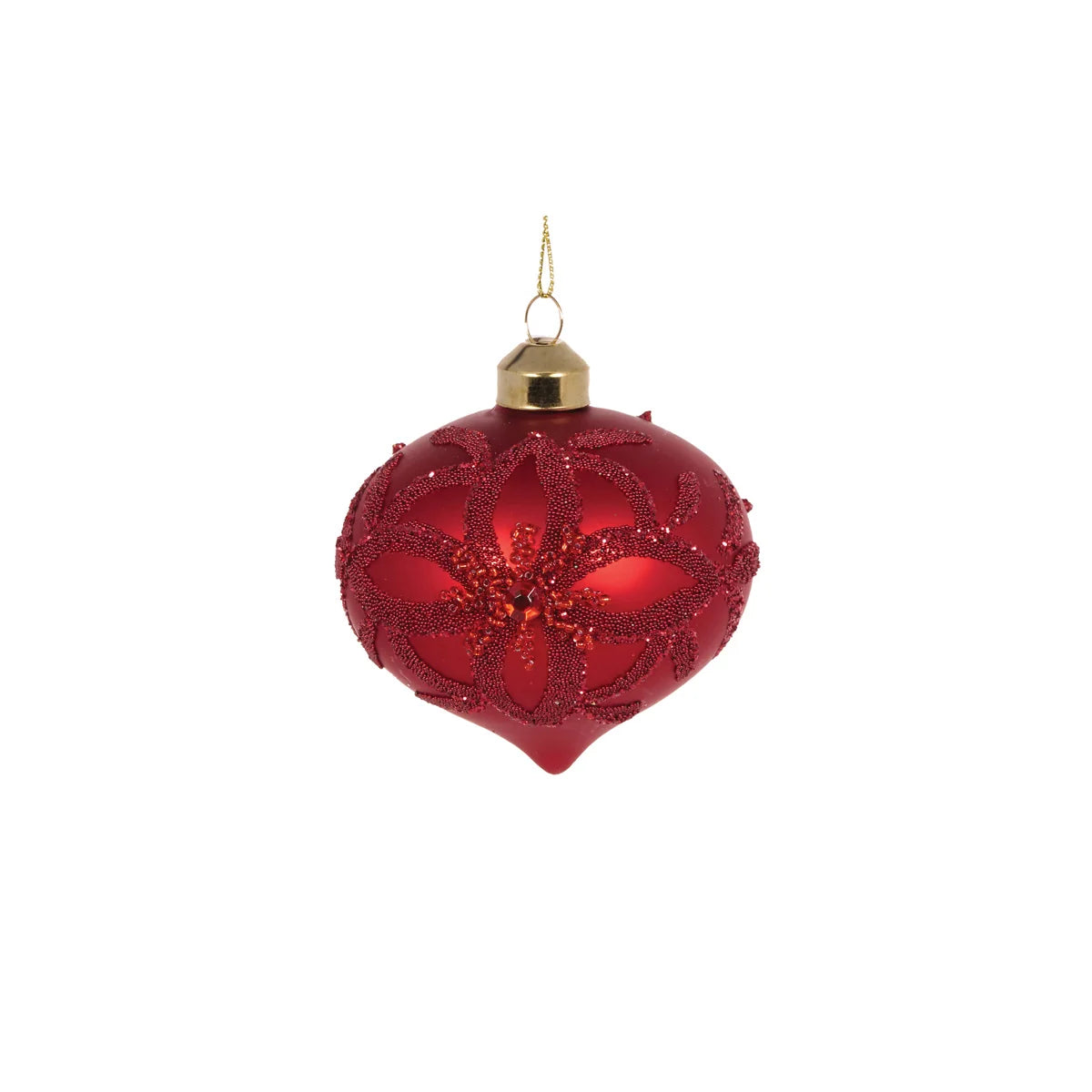 Red Embellished Bead Onion Bauble 8cm