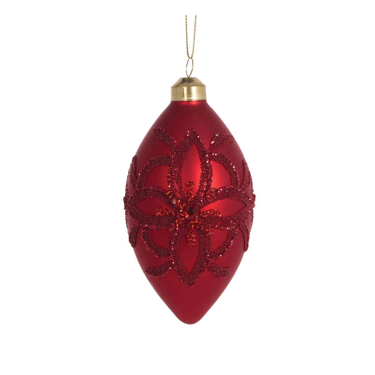 Red Embellished Bead Drop Bauble 12cm