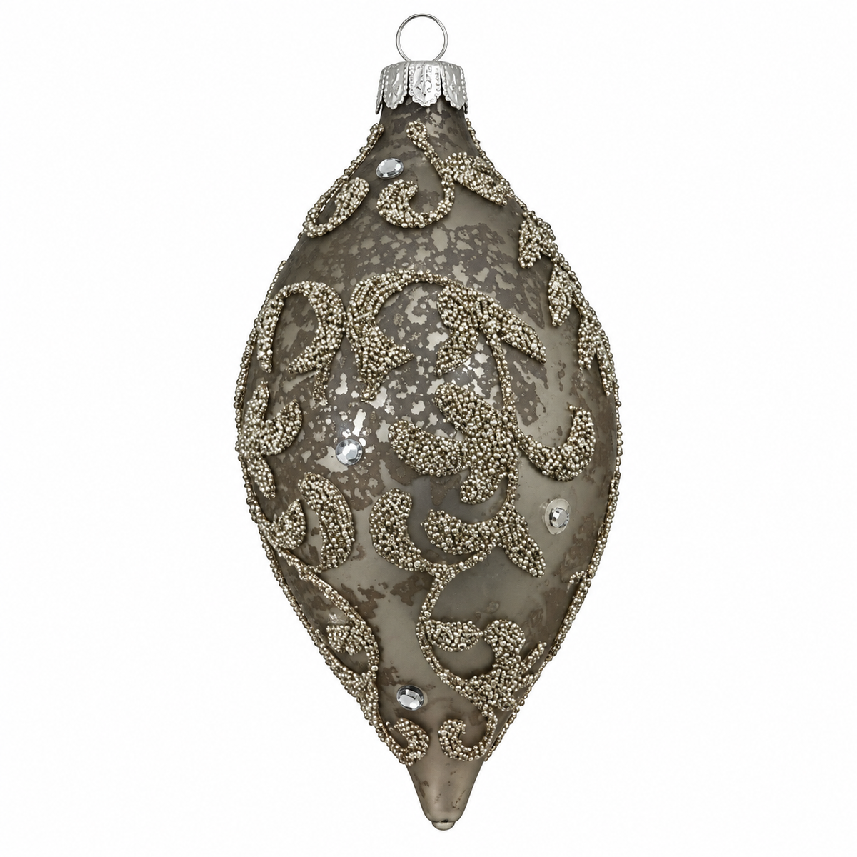 Smoky Taupe & Champagne Scroll Finial Bauble.