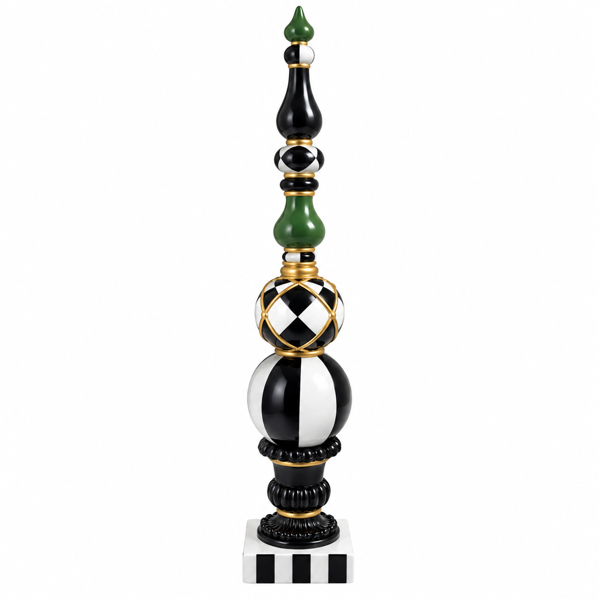 Green, Black & White Decorative Finial – 63cm