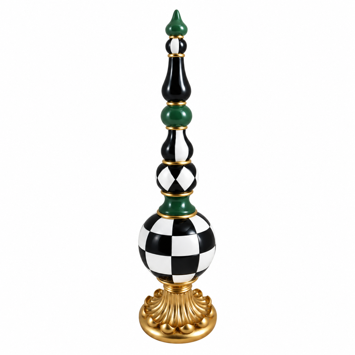Green, Black & White Decorative Finial – 46cm