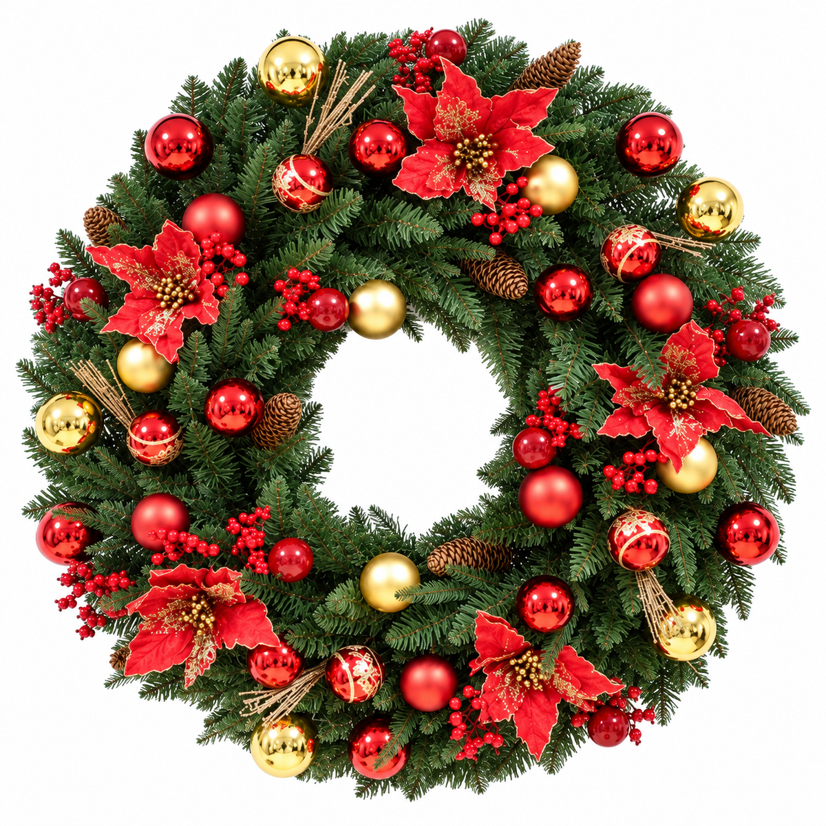 Red Decorated Wreath 80cm