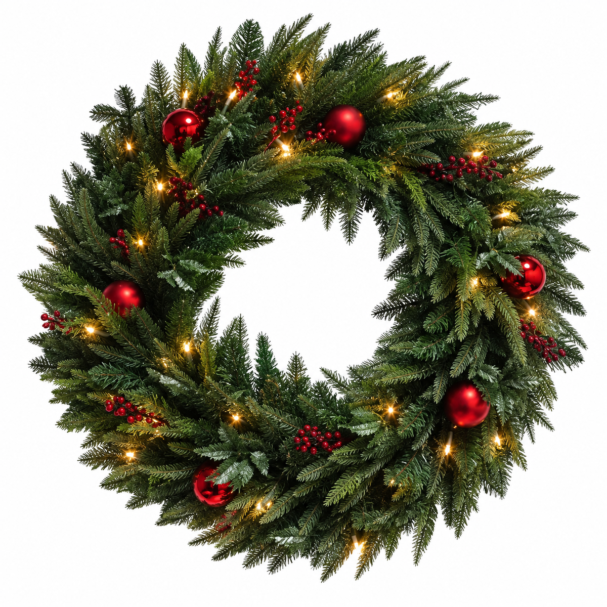 Lightly Decorated Wreath with LED 80cm