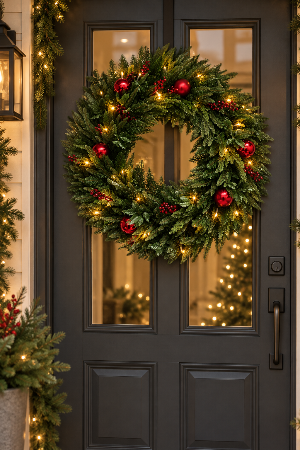 Lightly Decorated Wreath with LED 80cm