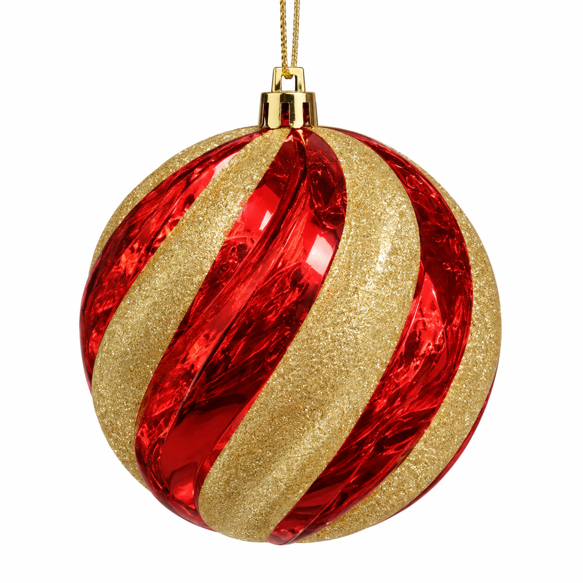 Red/Gold Stripe 12cm Shatterproof Bauble