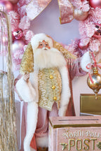 Pink and Gold Santa with Tree and Ornament 53cm