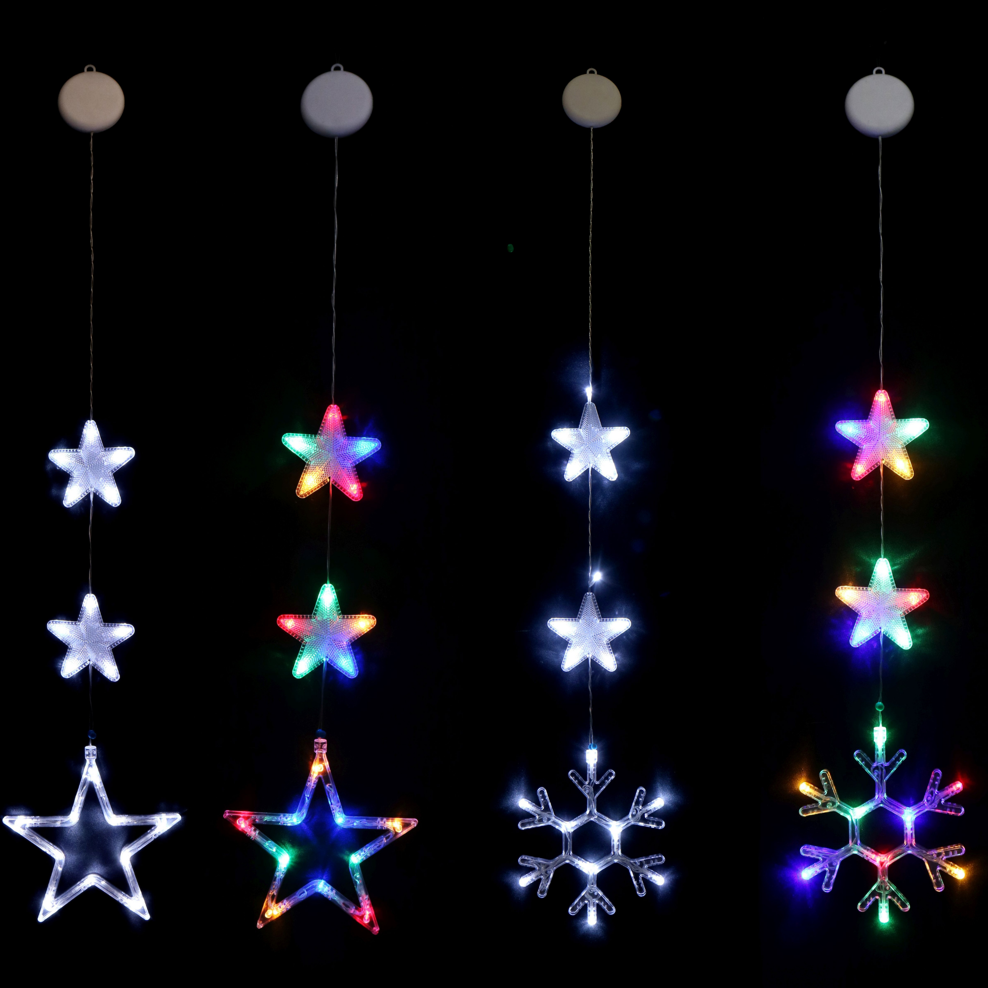 LED Hanging Window Suction Decorations – 3 Piece Battery Operated Light Set